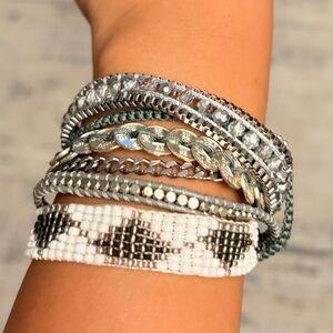 Victoria Emerson Silver and White Beaded Bracelet